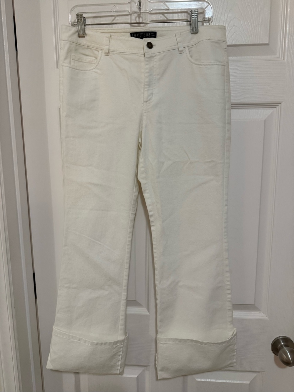 Lafayette 148 New York White Wide-Leg Cropped Jeans